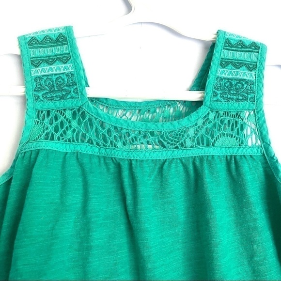 dex Teal Lace Embroidered Neckline Sleeveless Top US 4-5 Girls - Picture 2 of 5